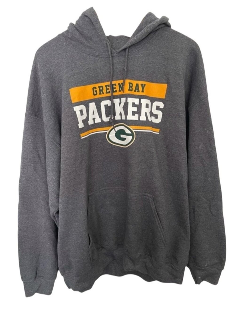 Green Bay Packers Hoodie Mens Medium Gray Yellow NFL Football Size XL